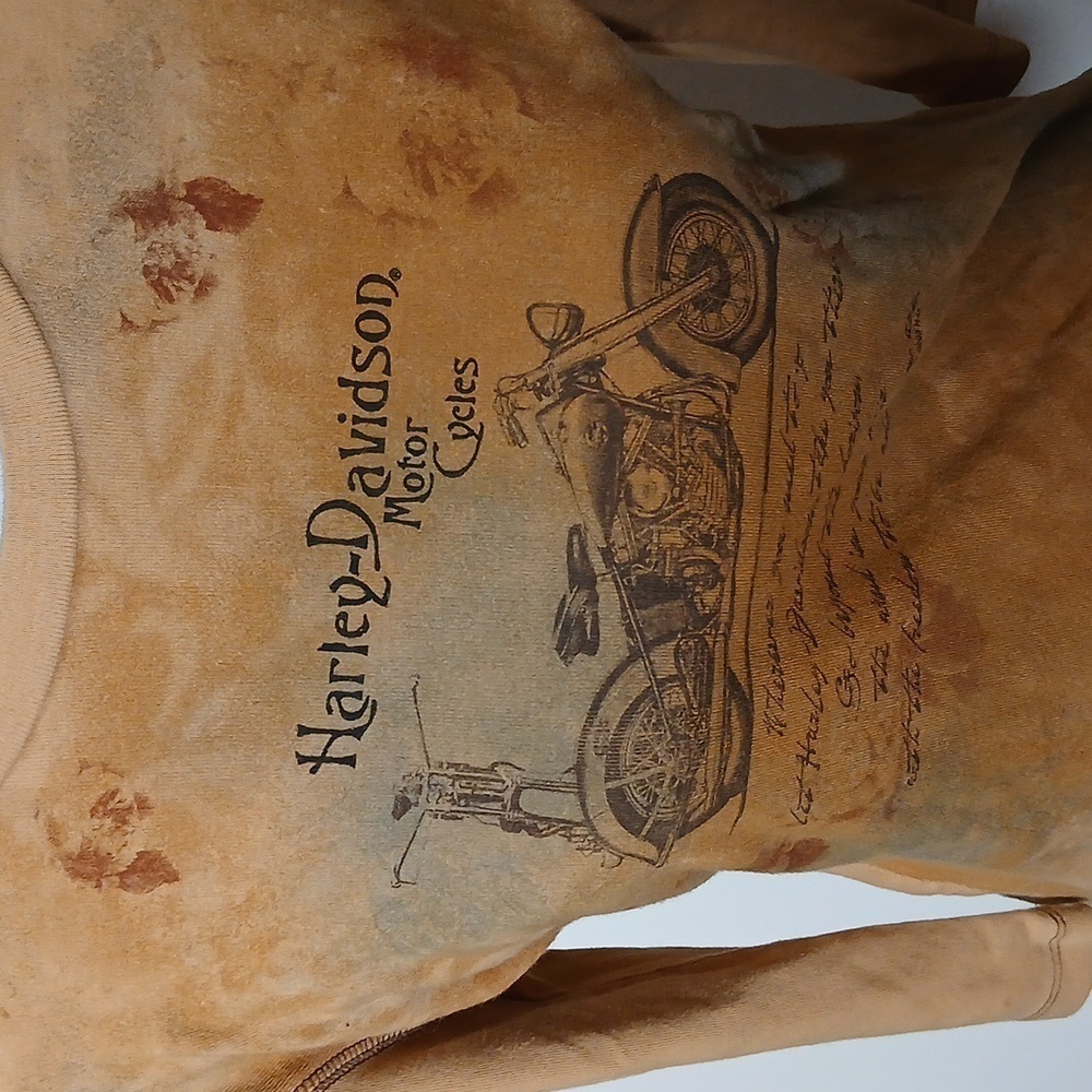Harley Davidson tan bike quarter sleeve tee shirt size large - Picture 2 of 11